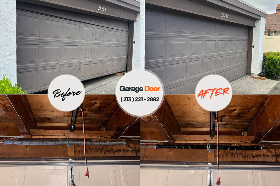 Before and after: garage door repair Indian Hills, KY